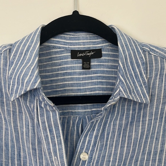 Lord & Taylor Linen Pinstripe Button Down - Picture 5 of 6